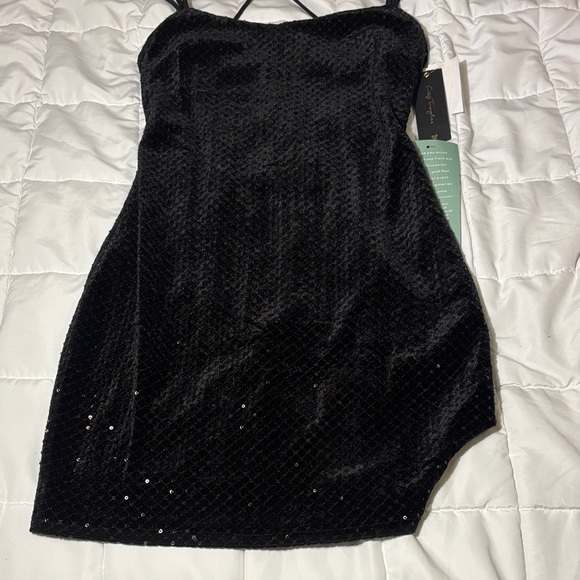 City Triangles Black Sequin Bodycon Mini Dress Thin Straps - Picture 6 of 14